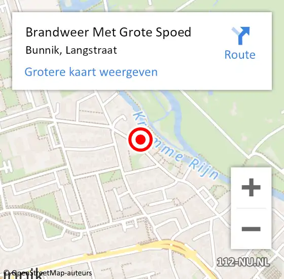 Locatie op kaart van de 112 melding: Brandweer Met Grote Spoed Naar Bunnik, Langstraat op 12 januari 2015 12:04