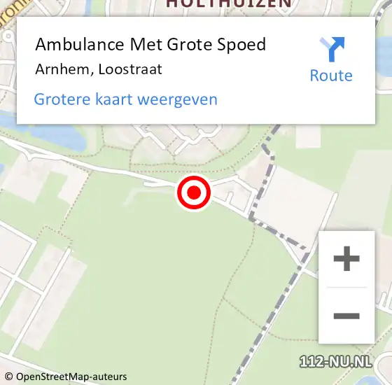 Locatie op kaart van de 112 melding: Ambulance Met Grote Spoed Naar Arnhem, Loostraat op 12 januari 2015 12:20