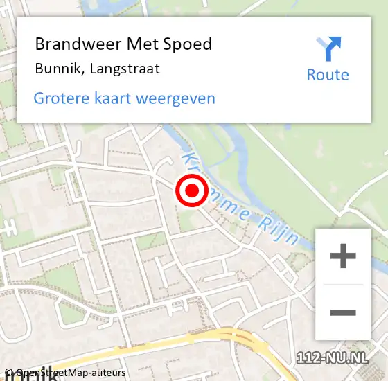 Locatie op kaart van de 112 melding: Brandweer Met Spoed Naar Bunnik, Langstraat op 12 januari 2015 12:48