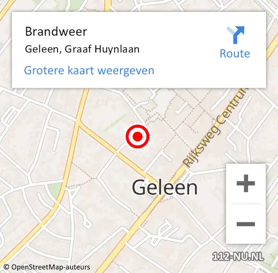 Locatie op kaart van de 112 melding: Brandweer Geleen, Graaf Huynlaan op 12 januari 2015 12:57