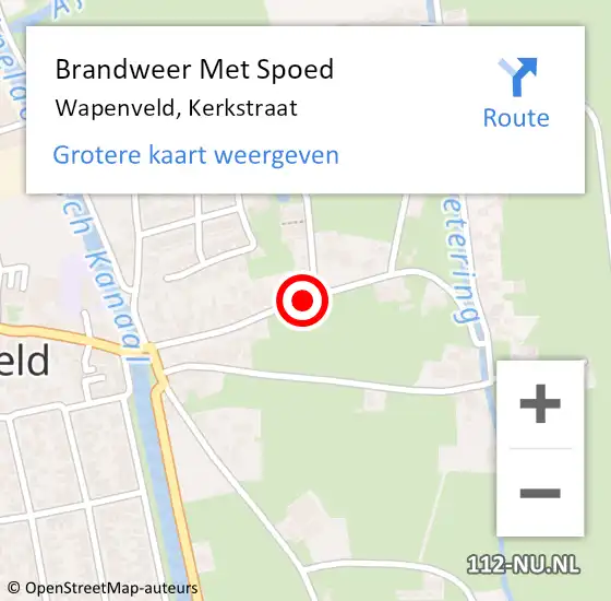 Locatie op kaart van de 112 melding: Brandweer Met Spoed Naar Wapenveld, Kerkstraat op 27 oktober 2013 13:21