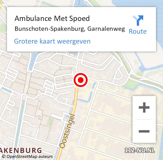 Locatie op kaart van de 112 melding: Ambulance Met Spoed Naar Bunschoten-Spakenburg, Garnalenweg op 12 januari 2015 13:04