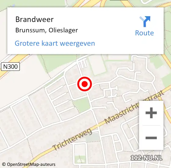 Locatie op kaart van de 112 melding: Brandweer Brunssum, Olieslager op 27 oktober 2013 13:27