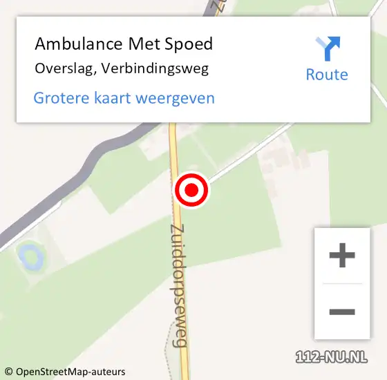 Locatie op kaart van de 112 melding: Ambulance Met Spoed Naar Overslag, Verbindingsweg op 12 januari 2015 13:45