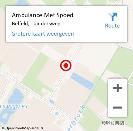 Locatie op kaart van de 112 melding: Ambulance Met Spoed Naar Belfeld, Tuindersweg op 12 januari 2015 13:55