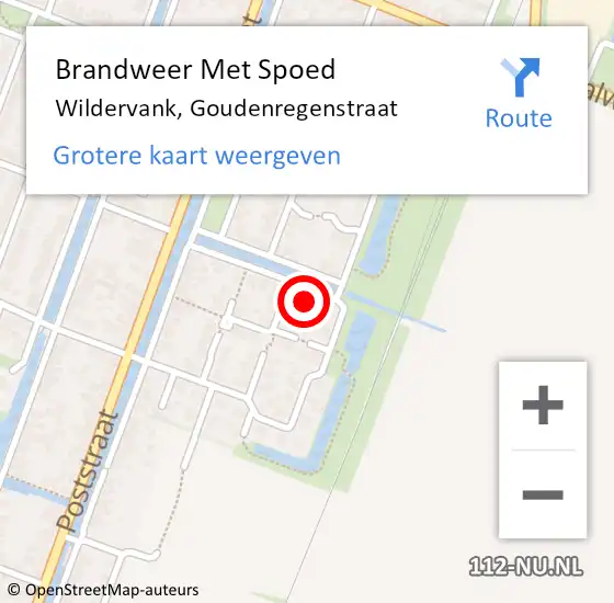 Locatie op kaart van de 112 melding: Brandweer Met Spoed Naar Wildervank, Goudenregenstraat op 12 januari 2015 14:14