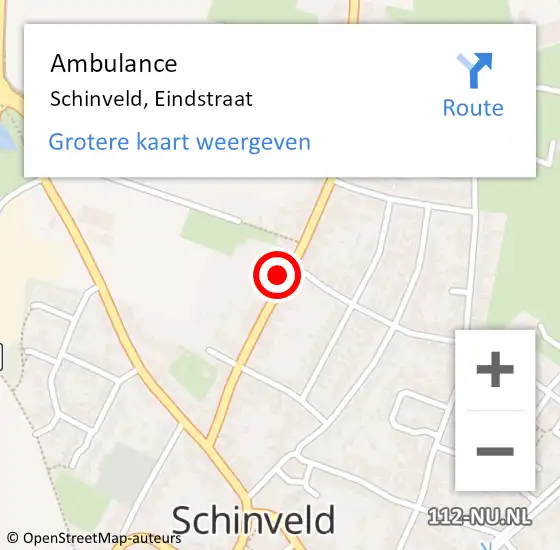 Locatie op kaart van de 112 melding: Ambulance Schinveld, Eindstraat op 12 januari 2015 14:31