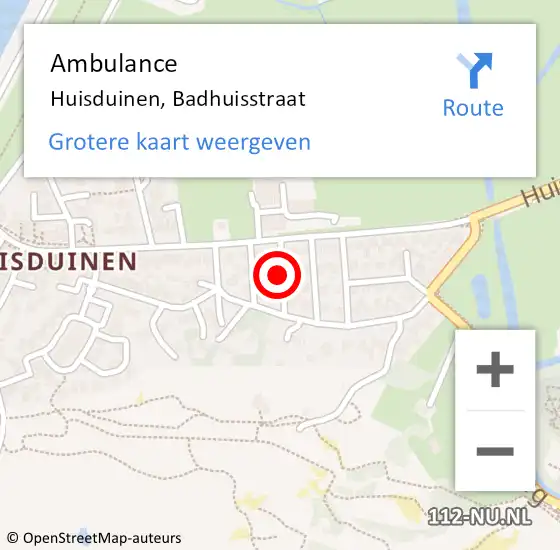 Locatie op kaart van de 112 melding: Ambulance Huisduinen, Badhuisstraat op 12 januari 2015 15:02