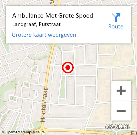 Locatie op kaart van de 112 melding: Ambulance Met Grote Spoed Naar Landgraaf, Putstraat op 12 januari 2015 15:18