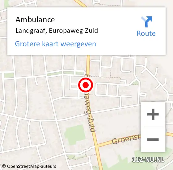 Locatie op kaart van de 112 melding: Ambulance Landgraaf, Europaweg-Zuid op 12 januari 2015 15:22