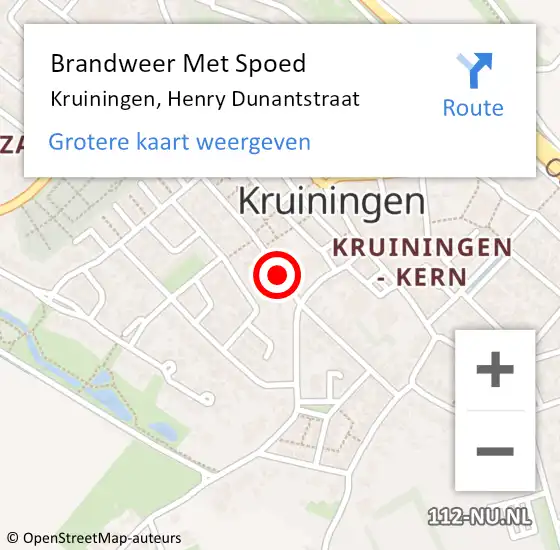 Locatie op kaart van de 112 melding: Brandweer Met Spoed Naar Kruiningen, Henry Dunantstraat op 12 januari 2015 15:29