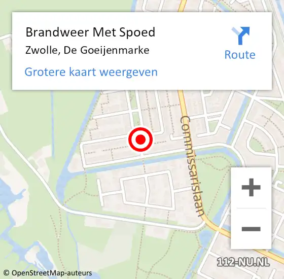 Locatie op kaart van de 112 melding: Brandweer Met Spoed Naar Zwolle, De Goeijenmarke op 27 oktober 2013 13:45