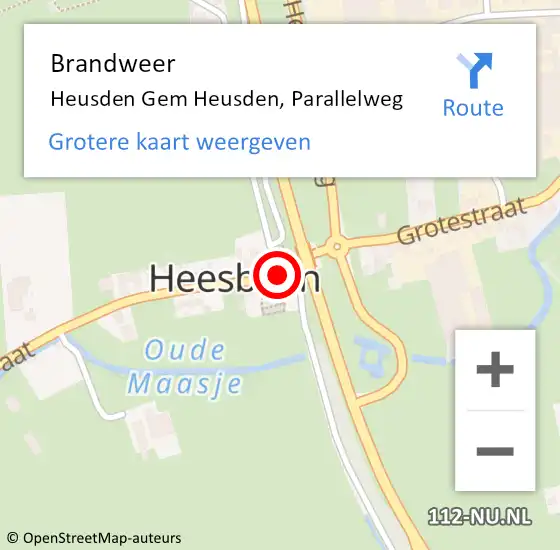 Locatie op kaart van de 112 melding: Brandweer Heusden, Parallelweg op 12 januari 2015 15:37