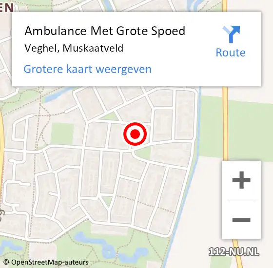 Locatie op kaart van de 112 melding: Ambulance Met Grote Spoed Naar Veghel, Muskaatveld op 12 januari 2015 15:47