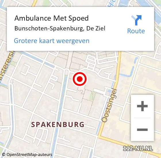 Locatie op kaart van de 112 melding: Ambulance Met Spoed Naar Bunschoten-Spakenburg, De Ziel op 12 januari 2015 15:48