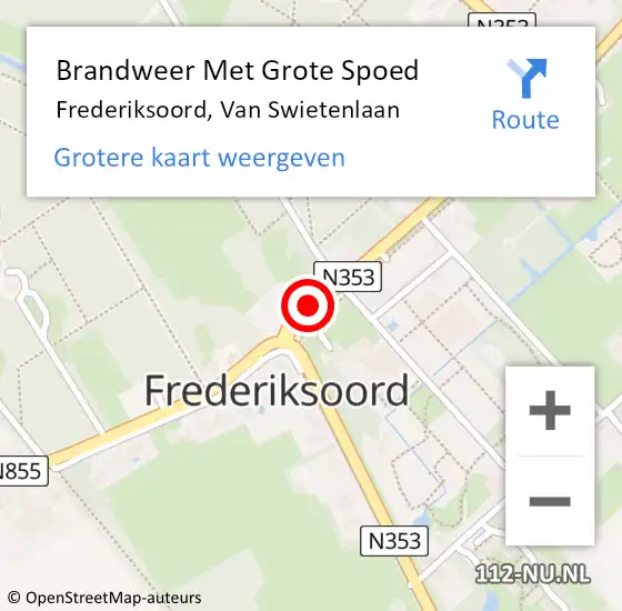 Locatie op kaart van de 112 melding: Brandweer Met Grote Spoed Naar Frederiksoord, Van Swietenlaan op 27 oktober 2013 13:53