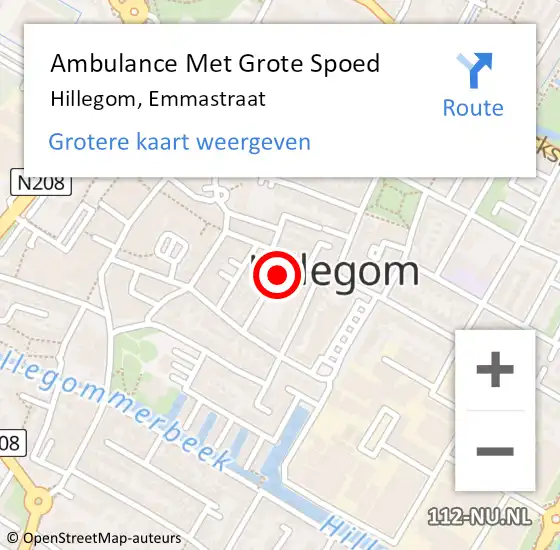 Locatie op kaart van de 112 melding: Ambulance Met Grote Spoed Naar Hillegom, Emmastraat op 12 januari 2015 17:02