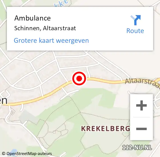 Locatie op kaart van de 112 melding: Ambulance Schinnen, Altaarstraat op 12 januari 2015 17:04