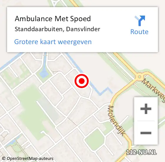 Locatie op kaart van de 112 melding: Ambulance Met Spoed Naar Standdaarbuiten, Dansvlinder op 12 januari 2015 17:07