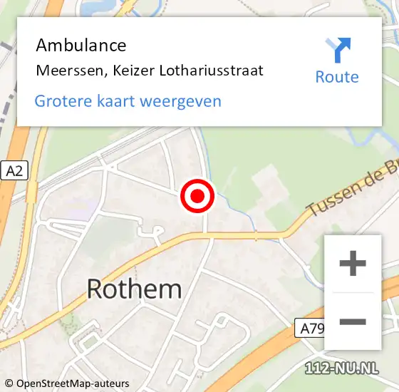 Locatie op kaart van de 112 melding: Ambulance Meerssen, Keizer Lothariusstraat op 12 januari 2015 17:34