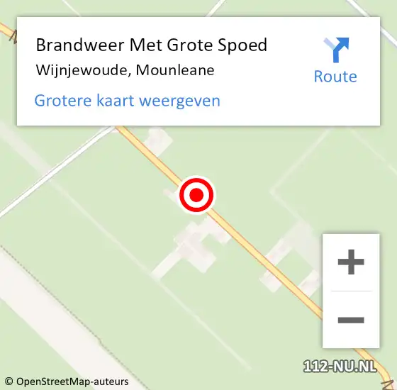 Locatie op kaart van de 112 melding: Brandweer Met Grote Spoed Naar Wijnjewoude, Mounleane op 12 januari 2015 17:50