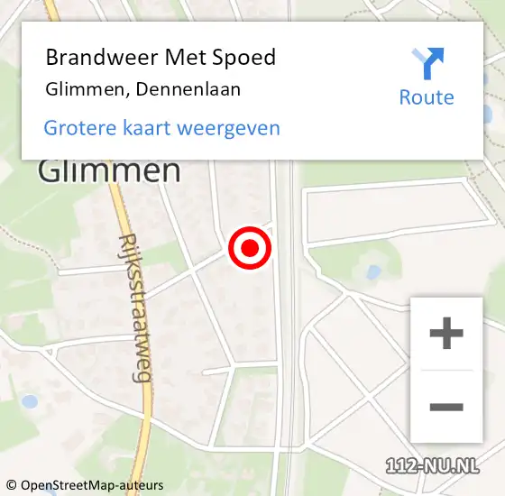 Locatie op kaart van de 112 melding: Brandweer Met Spoed Naar Glimmen, Dennenlaan op 27 oktober 2013 14:10