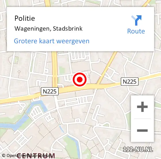 Locatie op kaart van de 112 melding: Politie Wageningen, Stadsbrink op 12 januari 2015 18:41