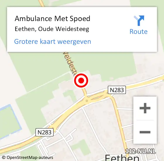 Locatie op kaart van de 112 melding: Ambulance Met Spoed Naar Eethen, Oude Weidesteeg op 12 januari 2015 19:10