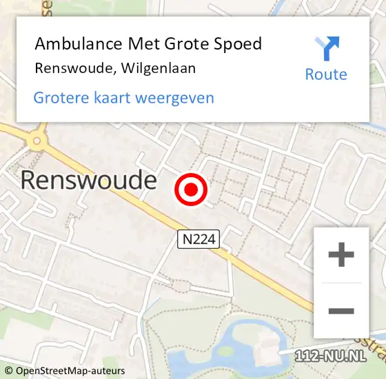 Locatie op kaart van de 112 melding: Ambulance Met Grote Spoed Naar Renswoude, Wilgenlaan op 12 januari 2015 19:20