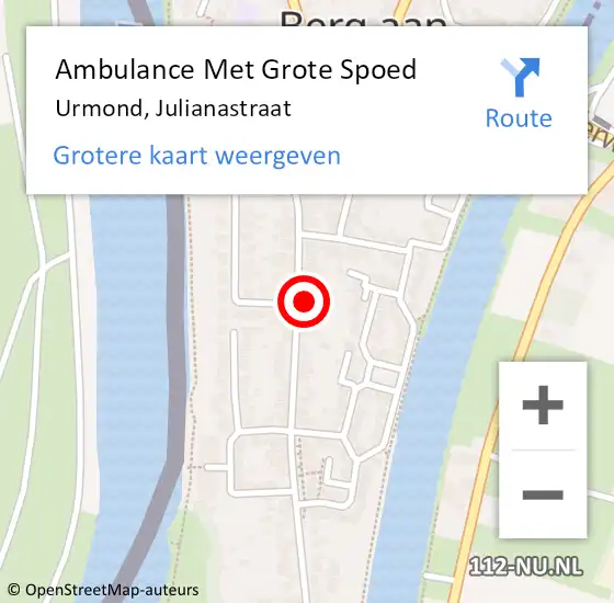 Locatie op kaart van de 112 melding: Ambulance Met Grote Spoed Naar Urmond, Julianastraat op 12 januari 2015 19:22