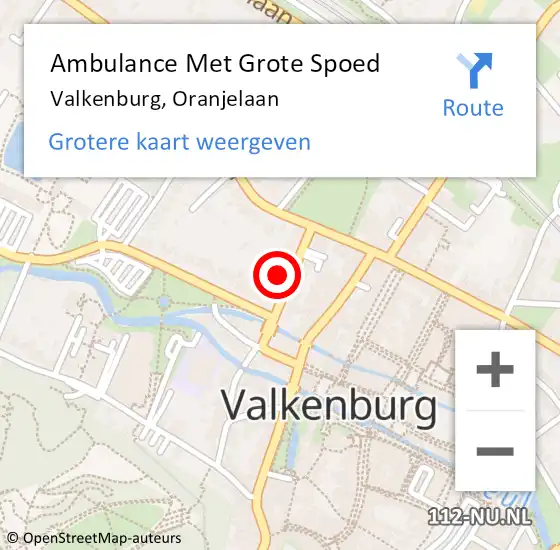 Locatie op kaart van de 112 melding: Ambulance Met Grote Spoed Naar Valkenburg, Oranjelaan op 12 januari 2015 19:24