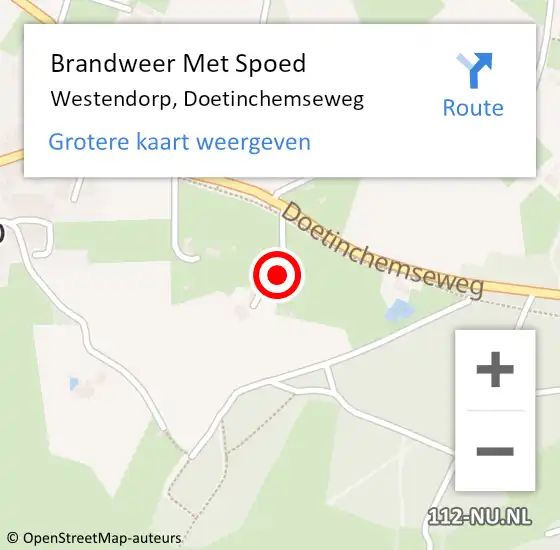 Locatie op kaart van de 112 melding: Brandweer Met Spoed Naar Westendorp, Doetinchemseweg op 12 januari 2015 19:34