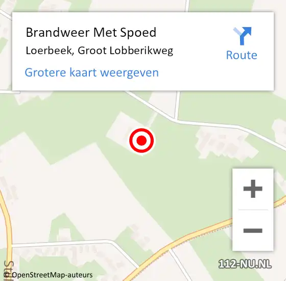 Locatie op kaart van de 112 melding: Brandweer Met Spoed Naar Loerbeek, Groot Lobberikweg op 12 januari 2015 19:35