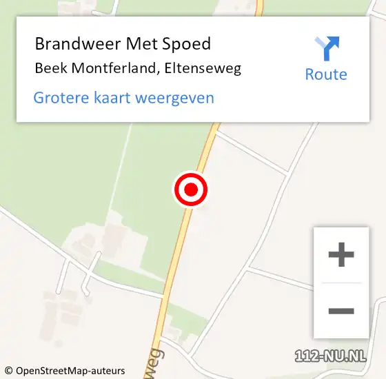 Locatie op kaart van de 112 melding: Brandweer Met Spoed Naar Beek Montferland, Eltenseweg op 12 januari 2015 19:35