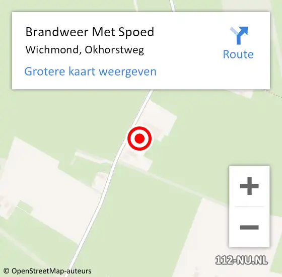 Locatie op kaart van de 112 melding: Brandweer Met Spoed Naar Wichmond, Okhorstweg op 12 januari 2015 19:36