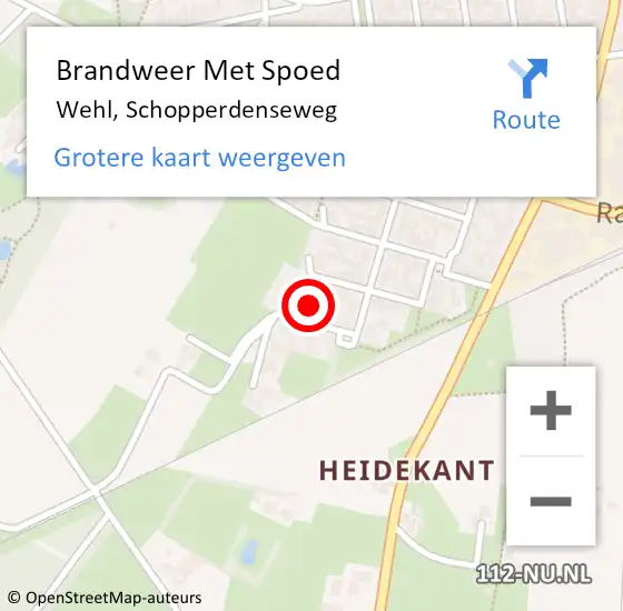 Locatie op kaart van de 112 melding: Brandweer Met Spoed Naar Wehl, Schopperdenseweg op 12 januari 2015 19:39