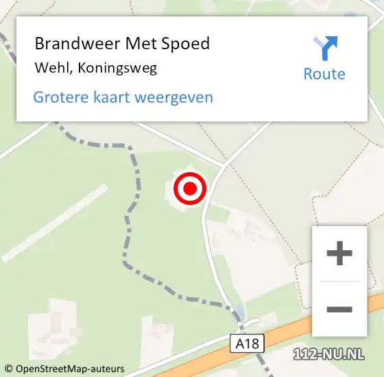 Locatie op kaart van de 112 melding: Brandweer Met Spoed Naar Wehl, Koningsweg op 12 januari 2015 19:39