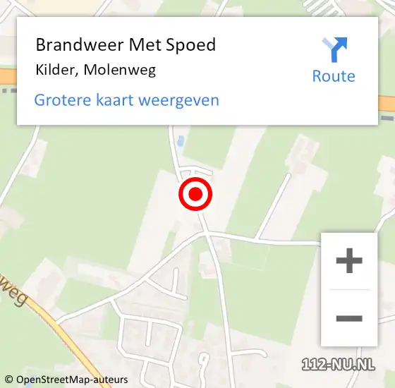 Locatie op kaart van de 112 melding: Brandweer Met Spoed Naar Kilder, Molenweg op 12 januari 2015 19:39