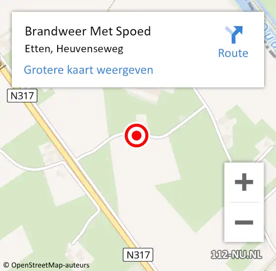 Locatie op kaart van de 112 melding: Brandweer Met Spoed Naar Etten, Heuvenseweg op 12 januari 2015 19:46