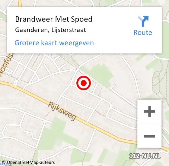 Locatie op kaart van de 112 melding: Brandweer Met Spoed Naar Gaanderen, Lijsterstraat op 12 januari 2015 19:46