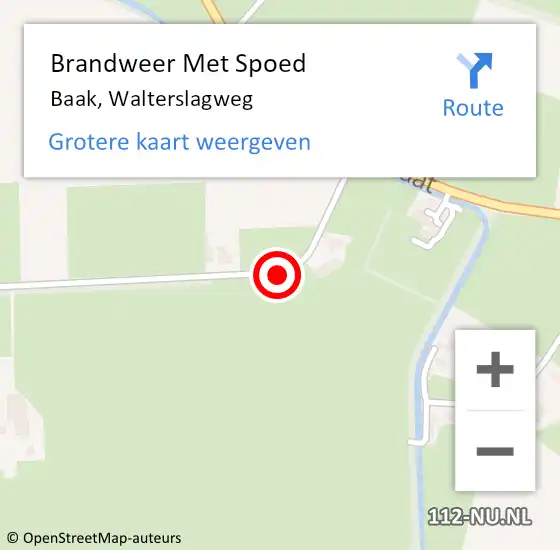 Locatie op kaart van de 112 melding: Brandweer Met Spoed Naar Baak, Walterslagweg op 12 januari 2015 19:47