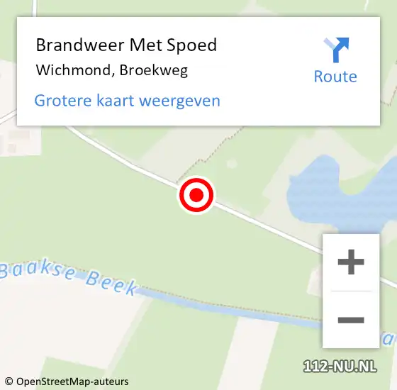 Locatie op kaart van de 112 melding: Brandweer Met Spoed Naar Wichmond, Broekweg op 12 januari 2015 19:50