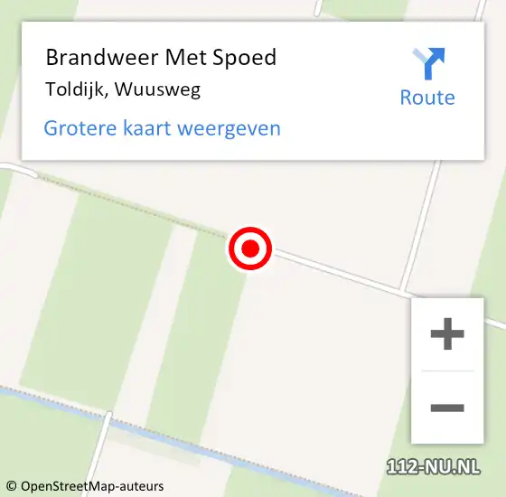 Locatie op kaart van de 112 melding: Brandweer Met Spoed Naar Toldijk, Wuusweg op 12 januari 2015 19:50