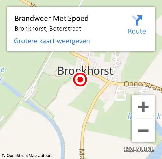 Locatie op kaart van de 112 melding: Brandweer Met Spoed Naar Bronkhorst, Boterstraat op 12 januari 2015 19:56