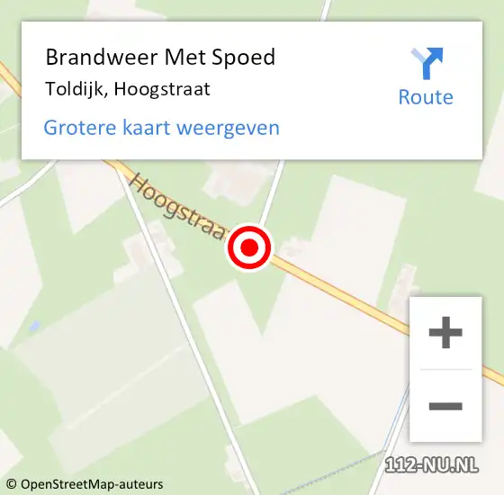 Locatie op kaart van de 112 melding: Brandweer Met Spoed Naar Toldijk, Hoogstraat op 12 januari 2015 19:56