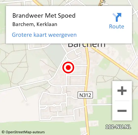 Locatie op kaart van de 112 melding: Brandweer Met Spoed Naar Barchem, Kerklaan op 12 januari 2015 19:58