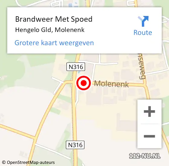 Locatie op kaart van de 112 melding: Brandweer Met Spoed Naar Hengelo Gld, Molenenk op 12 januari 2015 20:00