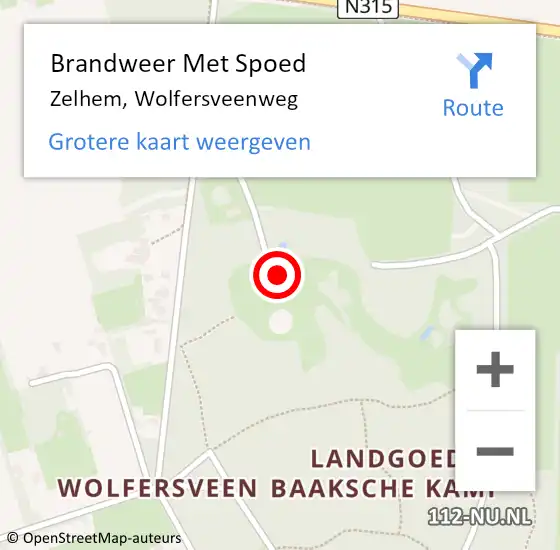 Locatie op kaart van de 112 melding: Brandweer Met Spoed Naar Zelhem, Wolfersveenweg op 12 januari 2015 20:00