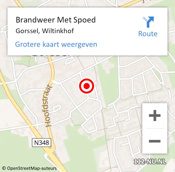 Locatie op kaart van de 112 melding: Brandweer Met Spoed Naar Gorssel, Wiltinkhof op 12 januari 2015 20:19