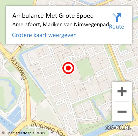 Locatie op kaart van de 112 melding: Ambulance Met Grote Spoed Naar Amersfoort, Mariken van Nimwegenpad op 12 januari 2015 20:48